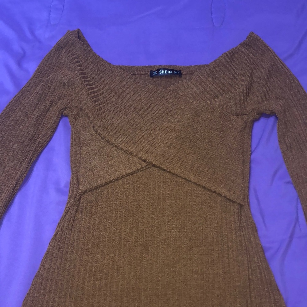 Mustard Off-The-Shoulder Wrap Dress